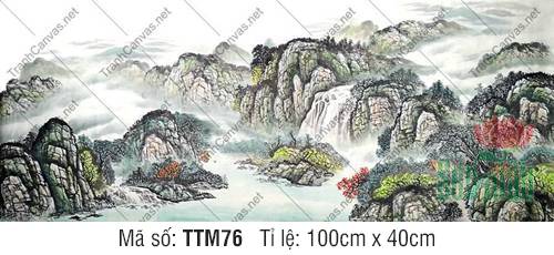 Tranh Phong Thủy Treo Phòng Khách Đẹp TTM76, Tranh Thủy Mặc Khổ Lớn