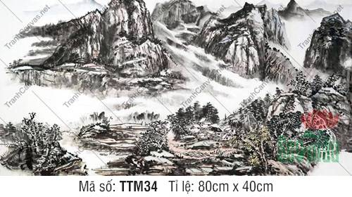Tranh Thủy Mặc Chất Lượng Cao TTM34, Tranh Thủy Mặc