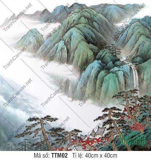 Tranh Thủy Mặc Đẹp TTM02, Tranh Núi Non Phong Thủy