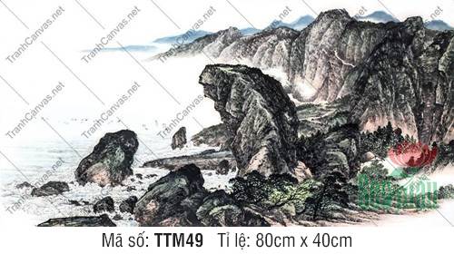Tranh Thủy Mặc Đơn Giản TTM49, Tranh Thủy Mặc Núi