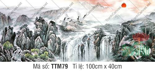 Tranh Thủy Mặc Đơn Giản TTM79, Bức Tranh Thủy Mặc
