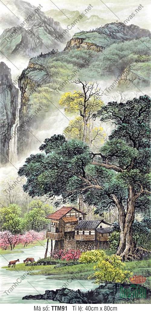 Tranh Thủy Mặc Khổ Dọc TTM91, Tranh Tường Thủy Mặc