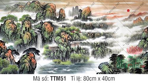 Tranh Thủy Mặc Màu TTM51, Tranh Thủy Mặc Đẹp Nhất