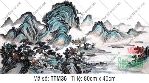 Tranh Thủy Mặc Núi TTM36, Tranh Thủy Mặc Phong Thủy