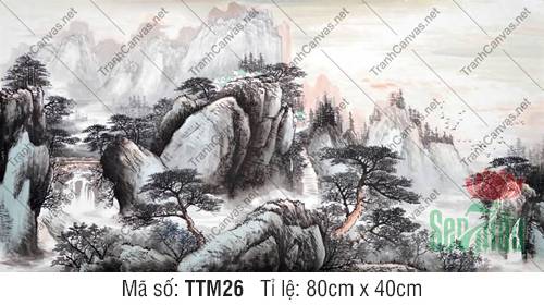 Tranh Thủy Mặc Sông Nước TTM26, Tranh Thủy Mặc Núi