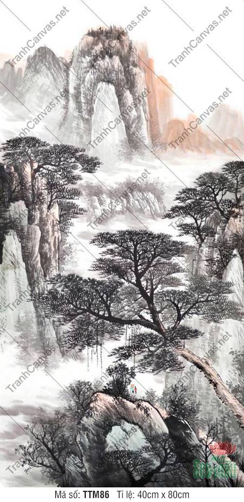 Tranh Thủy Mặc Sông Nước TTM86, Tranh Thủy Mặc Núi
