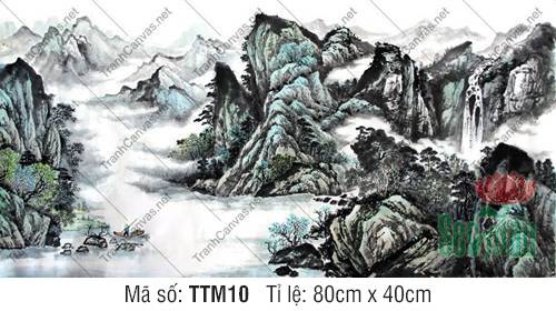 Tranh Thuỷ Mặc Treo Phòng Khách TTM10, Tranh Thủy Mặc Khổ Lớn