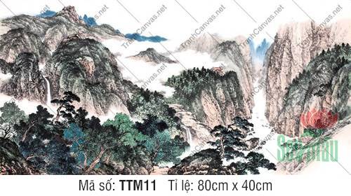 Tranh Thủy Mặc Treo Phòng Khách TTM11, Tranh Thủy Mặc Núi Non