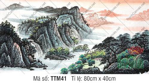 Tranh Thủy Mặc Treo Phòng Khách TTM41, Tranh Thủy Mặc Chất Lượng Cao