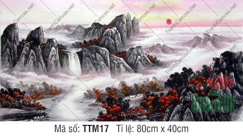 Tranh Tường Thủy Mặc TTM17, Tranh Thủy Mặc Núi Non