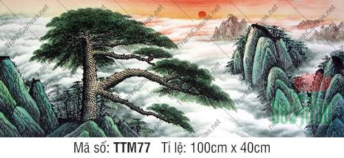 Tranh Tường Thủy Mặc TTM77, Tranh Thủy Mặc Núi Non