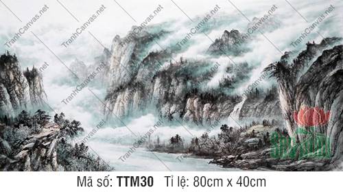 Vẽ Tranh Thủy Mặc Bằng Màu Nước TTM30, Tranh Thủy Mặc