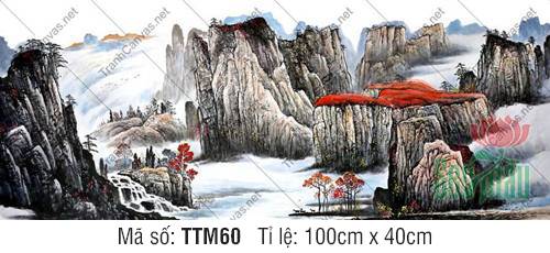 Vẽ Tranh Thủy Mặc Bằng Màu Nước TTM60, Tranh Thủy Mặc Treo Phòng Khách