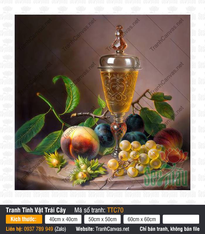 Tranh Tĩnh Vật Hoa Và Quả TTC70, In Tranh Tĩnh Vật, Tranh Tĩnh Vật Trái Cây, Tranh Canvas Size Lớn
