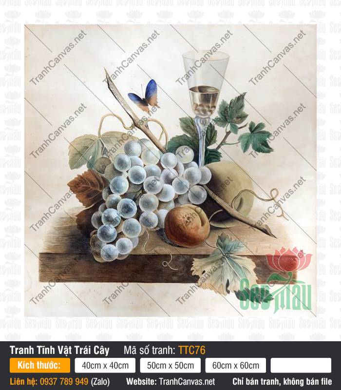 Tranh Tĩnh Vật Kích Thước Lớn TTC76, Tranh Tĩnh Vật, Tranh Tĩnh Vật Trái Cây, Tranh Canvas Không Khung