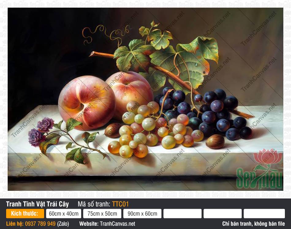 Tranh Tĩnh Vật Trái Cây TTC01, Tranh In Tĩnh Vật, Tranh Canvas
