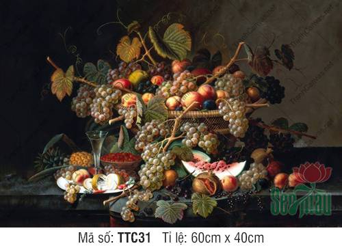 Tranh Tĩnh Vật Sơn Dầu Đẹp TTC31, Tranh In Tĩnh Vật