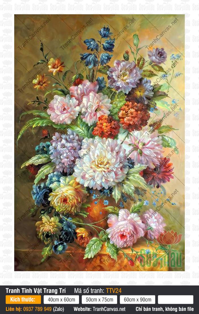 Tranh In Tĩnh Vật Đẹp TTV24, In Tranh Tĩnh Vật Đẹp, Tranh Tĩnh Vật Trang Trí, Tranh Canvas Treo Phòng Khách