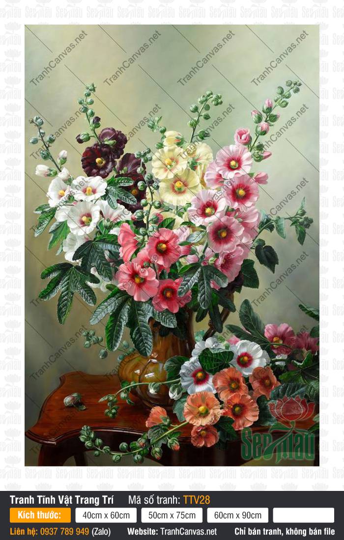 Tranh Tĩnh Vật Đẹp Đơn Giản TTV28, Tranh Tĩnh Vật, Tranh Tĩnh Vật Trang Trí, Tranh Canvas Treo Tường Phòng Khách