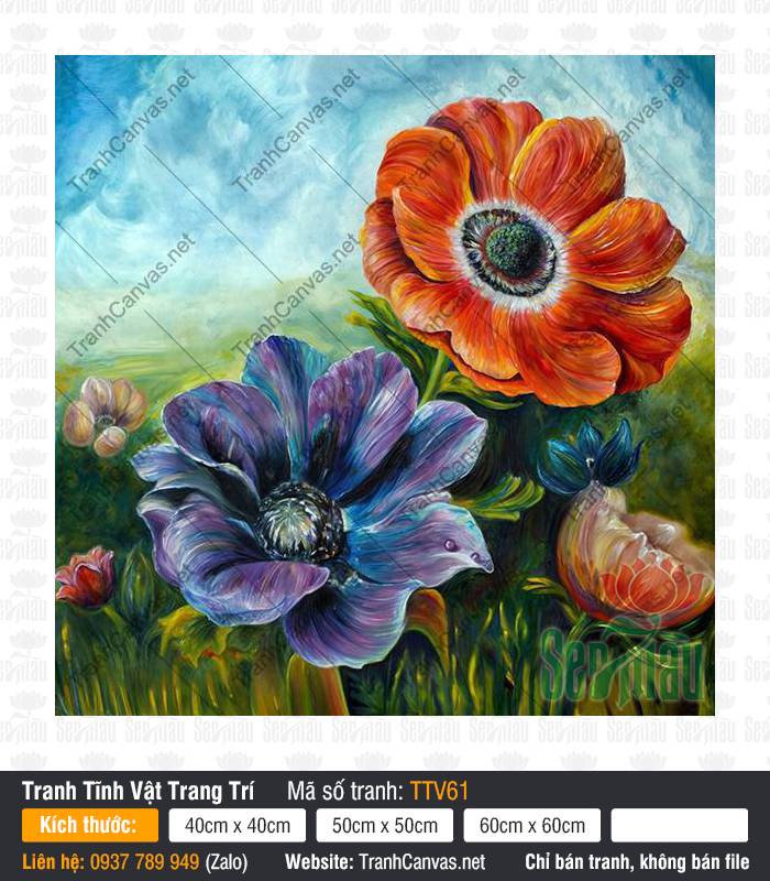 Tranh Tĩnh Vật Hoa Đẹp TTV61, Tranh In Tĩnh Vật Đẹp, Tranh Tĩnh Vật Trang Trí, Tranh Canvas Hiện Đại