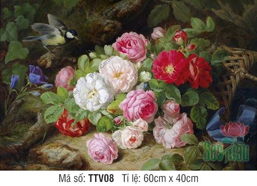 Tranh Tĩnh Vật Cổ Điển TTV08, In Tranh Tĩnh Vật Đẹp