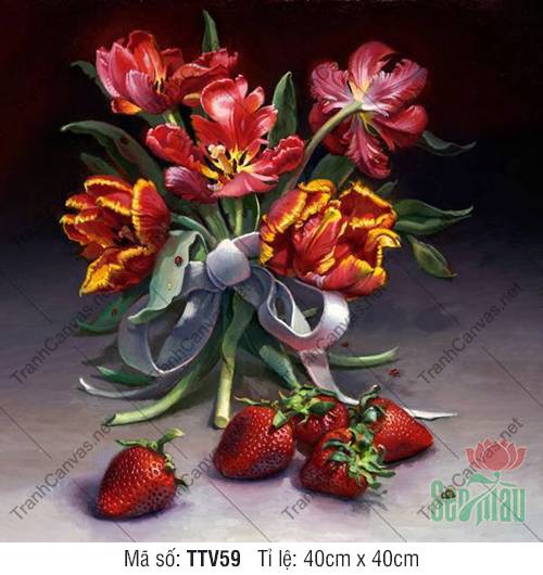 Tranh Tĩnh Vật Hoa Tulip TTV59, Tranh Tĩnh Vật Đẹp