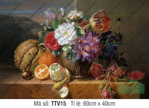 Tranh Tĩnh Vật Sơn Dầu Đẹp TTV15, In Tranh Tĩnh Vật